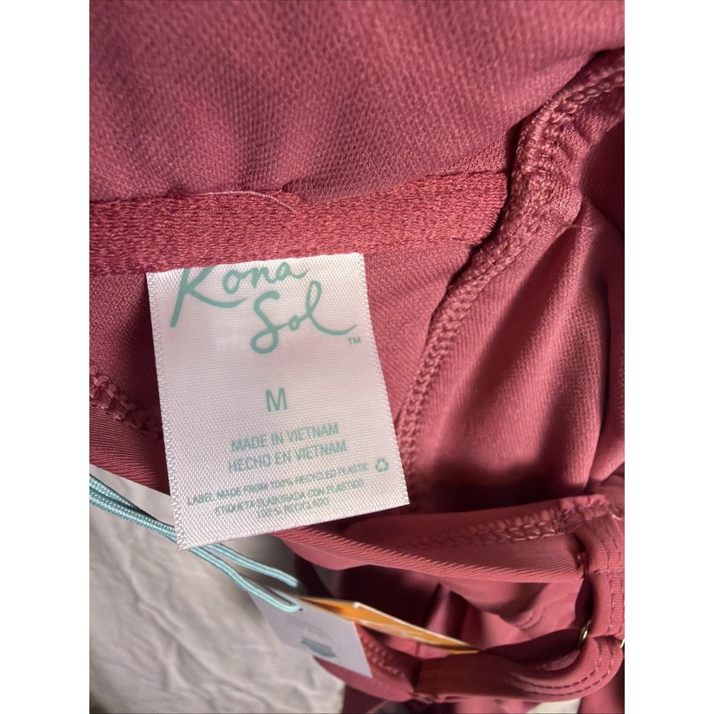 Kona Sol One Piece Swimsuit Size M (8-10) Pink Muave Ruffle Straps NEW - Picture 8 of 9